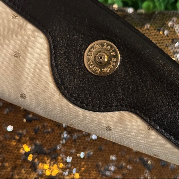 Kate Spade Paola El Morocco Gold/Silver Bow Sequined Clutch Purse - Picture 11 of 13